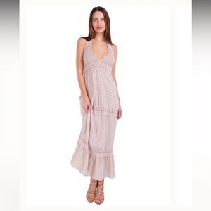 SEASPICE resort Daphne Halter maxi dress NWT‎ XL 100% Peruvian cotton
